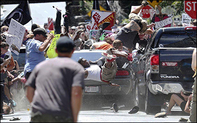 لحظه حمله یک خودرو به تظاهرات ضدنژادپرستی در آمریکا