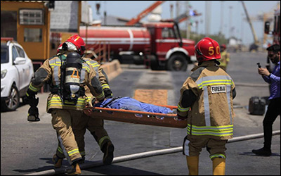 برگزاری موفقیت آمیز مانور مشترک امداد، نجات و اطفاء حریق پایانه‌های نفتی در بندر بوشهر