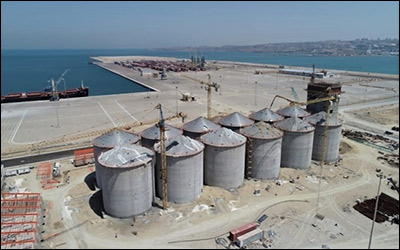 سیلوی غلات ۱۰۰ هزار تنی بندر شهید بهشتی چابهار در مراحل پایانی ساخت