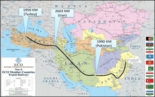 آغاز شکل‌گیری ابرکریدور آسیایی ؛ ایران در مرکز اتصال ریلی چین ، پاکستان و ترکیه