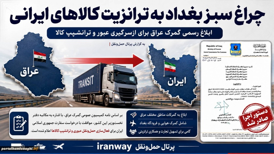 چراغ سبز بغداد به ترانزیت کالاهای ایرانی
